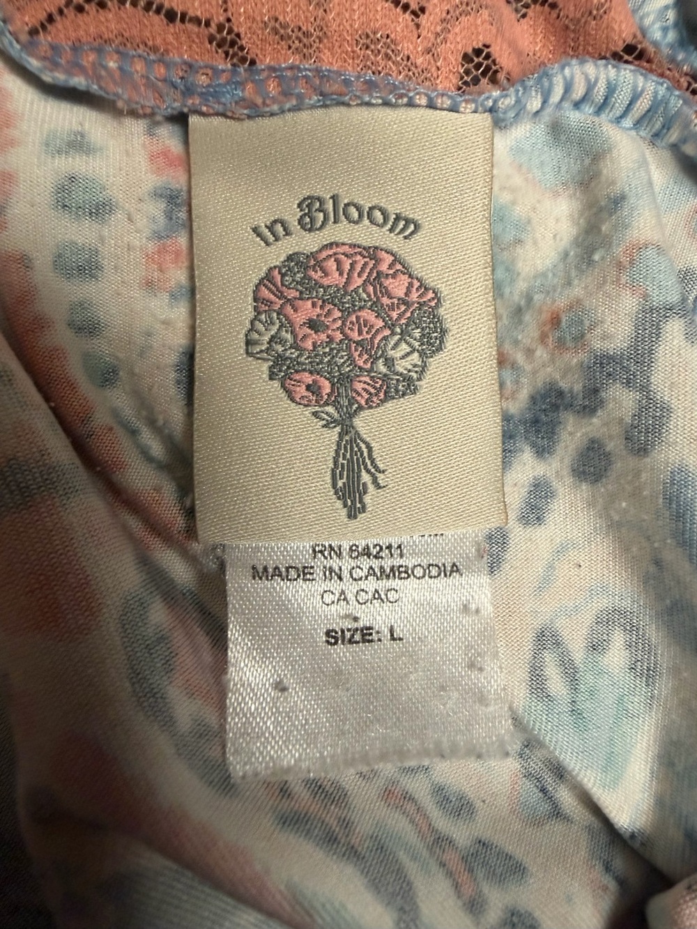 In Bloom by Jonquil Dakota Paisley Lace Racerback Lounge Tank L Blue Coral Boho - Picture 6 of 8